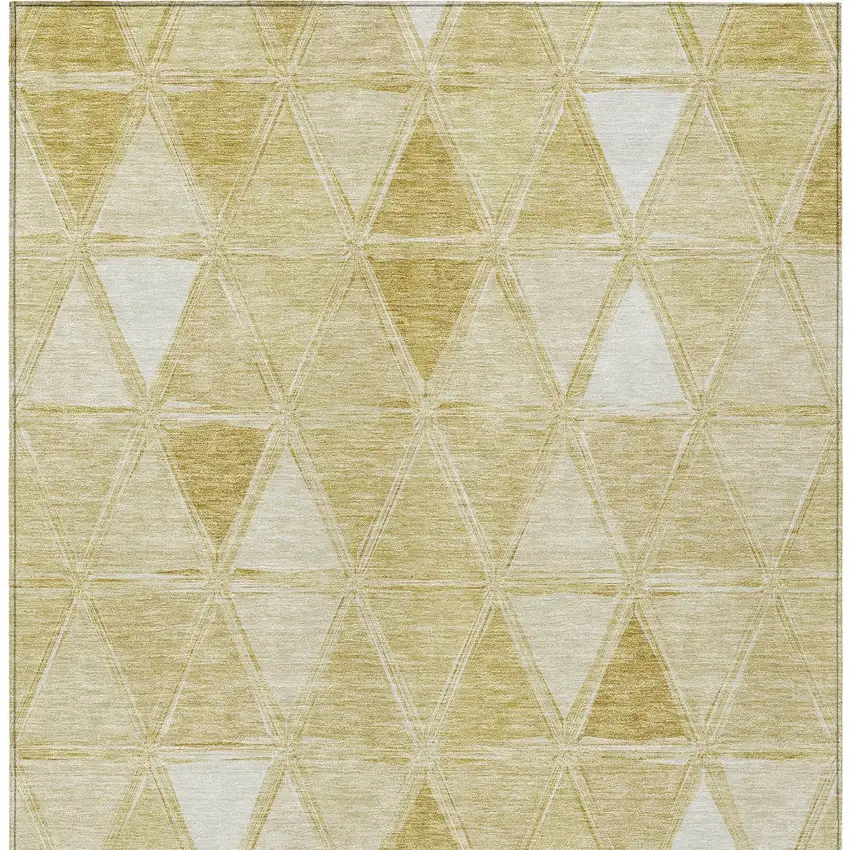 Gold Wheat And Ivory Geometric Washable Indoor Outdoor Area Rug Photo 6