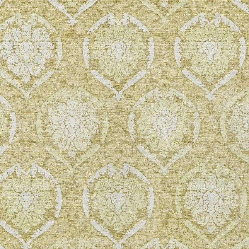 Gold Wheat And Ivory Medallion Washable Indoor Outdoor Area Rug Photo 6