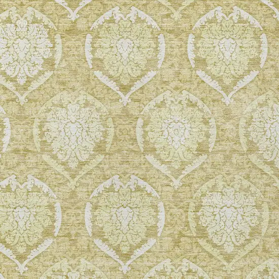 Gold Wheat And Ivory Medallion Washable Indoor Outdoor Area Rug Photo 6