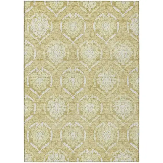 Gold Wheat And Ivory Medallion Washable Indoor Outdoor Area Rug Photo 2
