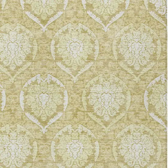 Gold Wheat And Ivory Medallion Washable Indoor Outdoor Area Rug Photo 6