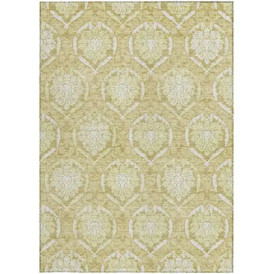 Gold Wheat And Ivory Medallion Washable Indoor Outdoor Area Rug Photo 7