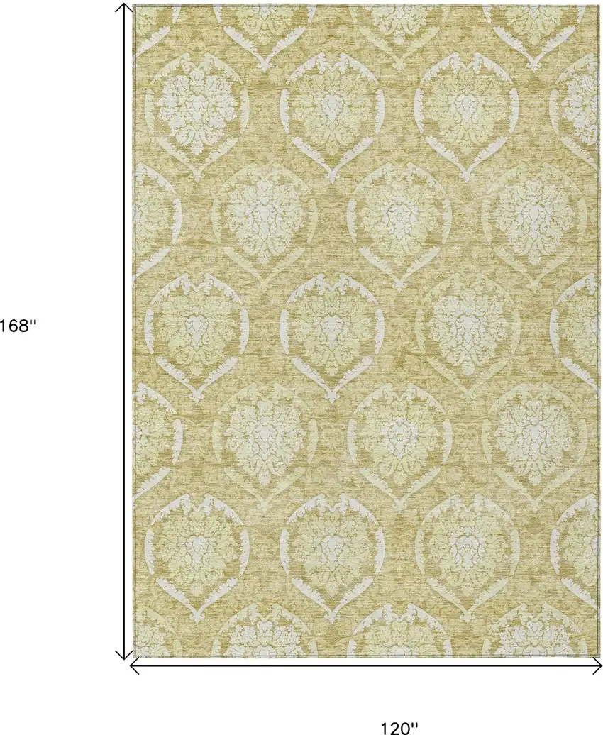 Gold Wheat And Ivory Medallion Washable Indoor Outdoor Area Rug Photo 3