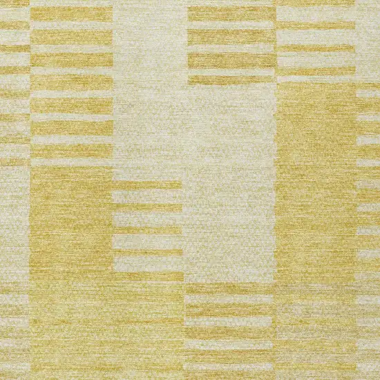 Gold Wheat And Ivory Striped Washable Indoor Outdoor Area Rug Photo 5