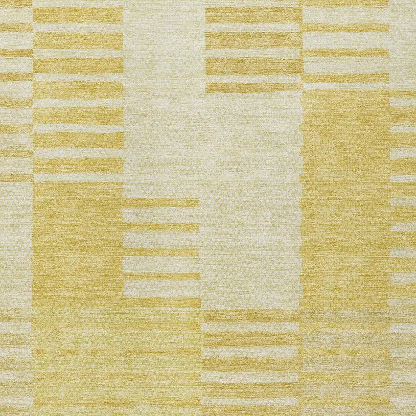 Gold Wheat And Ivory Striped Washable Indoor Outdoor Area Rug Photo 5