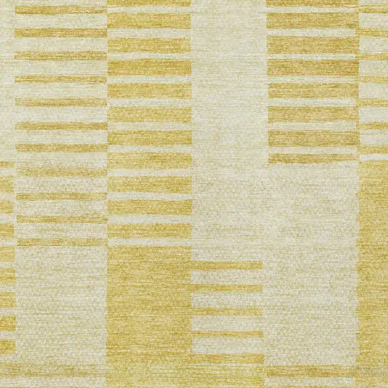 Gold Wheat And Ivory Striped Washable Indoor Outdoor Area Rug Photo 5
