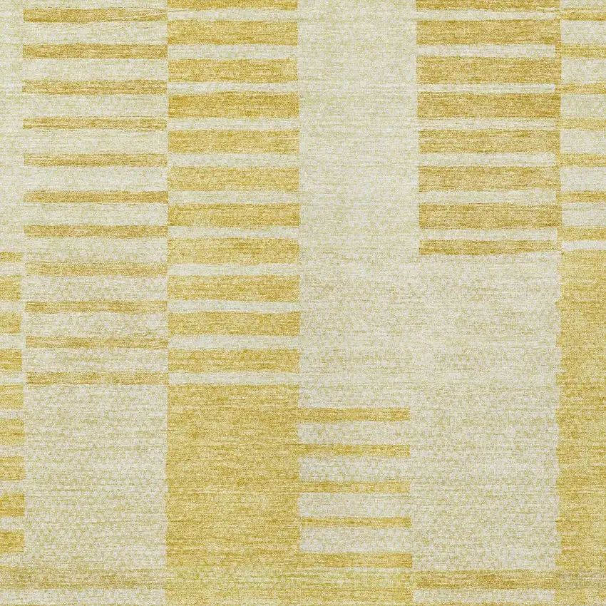 Gold Wheat And Ivory Striped Washable Indoor Outdoor Area Rug Photo 5