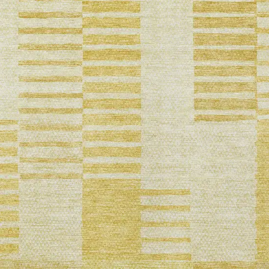 Gold Wheat And Ivory Striped Washable Indoor Outdoor Area Rug Photo 5