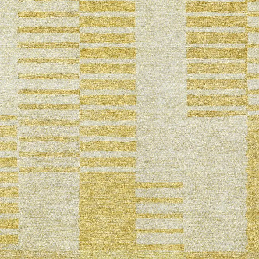 Gold Wheat And Ivory Striped Washable Indoor Outdoor Area Rug Photo 5