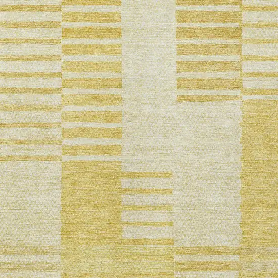 Gold Wheat And Ivory Striped Washable Indoor Outdoor Area Rug Photo 5