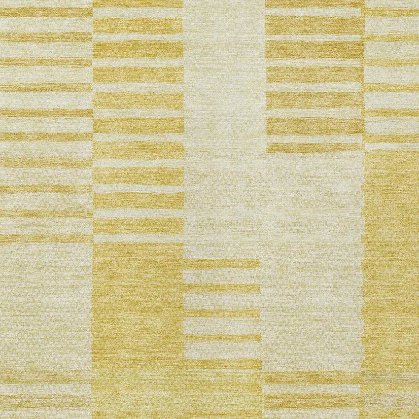 Gold Wheat And Ivory Striped Washable Indoor Outdoor Area Rug Photo 5