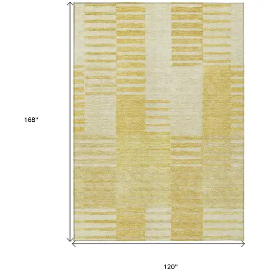 Gold Wheat And Ivory Striped Washable Indoor Outdoor Area Rug Photo 3