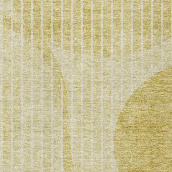 Gold Wheat And Ivory Striped Washable Indoor Outdoor Area Rug Photo 4