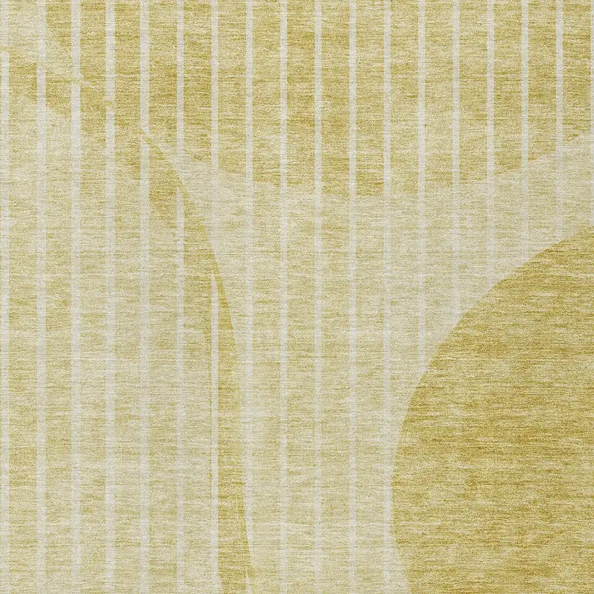 Gold Wheat And Ivory Striped Washable Indoor Outdoor Area Rug Photo 4