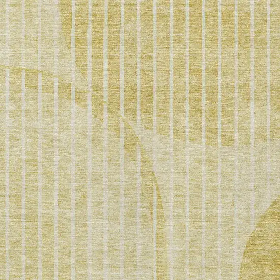 Gold Wheat And Ivory Striped Washable Indoor Outdoor Area Rug Photo 4