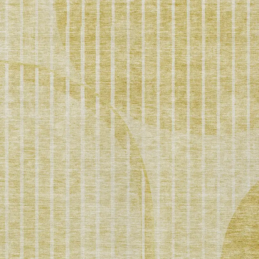 Gold Wheat And Ivory Striped Washable Indoor Outdoor Area Rug Photo 4