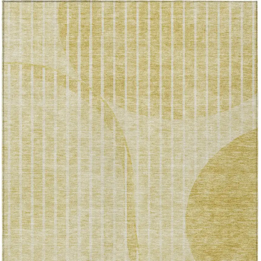 Gold Wheat And Ivory Striped Washable Indoor Outdoor Area Rug Photo 6