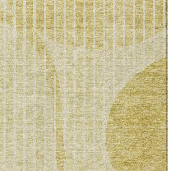Gold Wheat And Ivory Striped Washable Indoor Outdoor Area Rug Photo 4