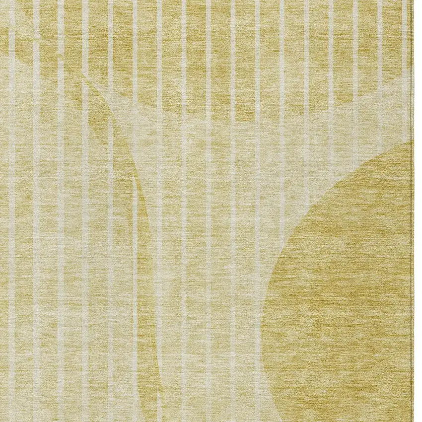Gold Wheat And Ivory Striped Washable Indoor Outdoor Area Rug Photo 4