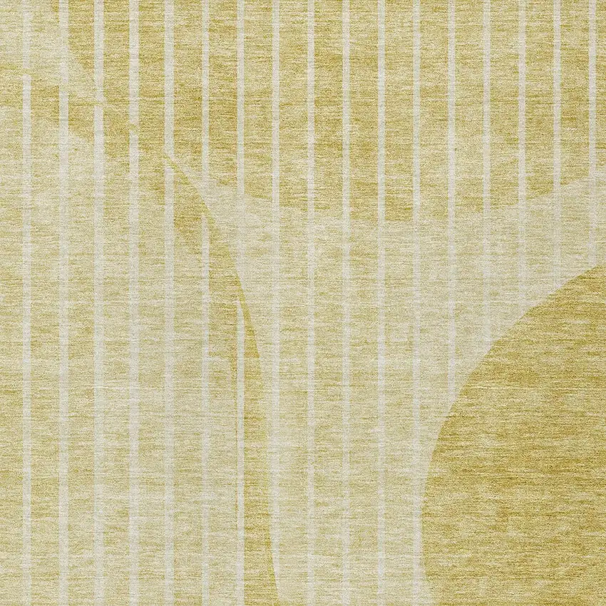 Gold Wheat And Ivory Striped Washable Indoor Outdoor Area Rug Photo 5