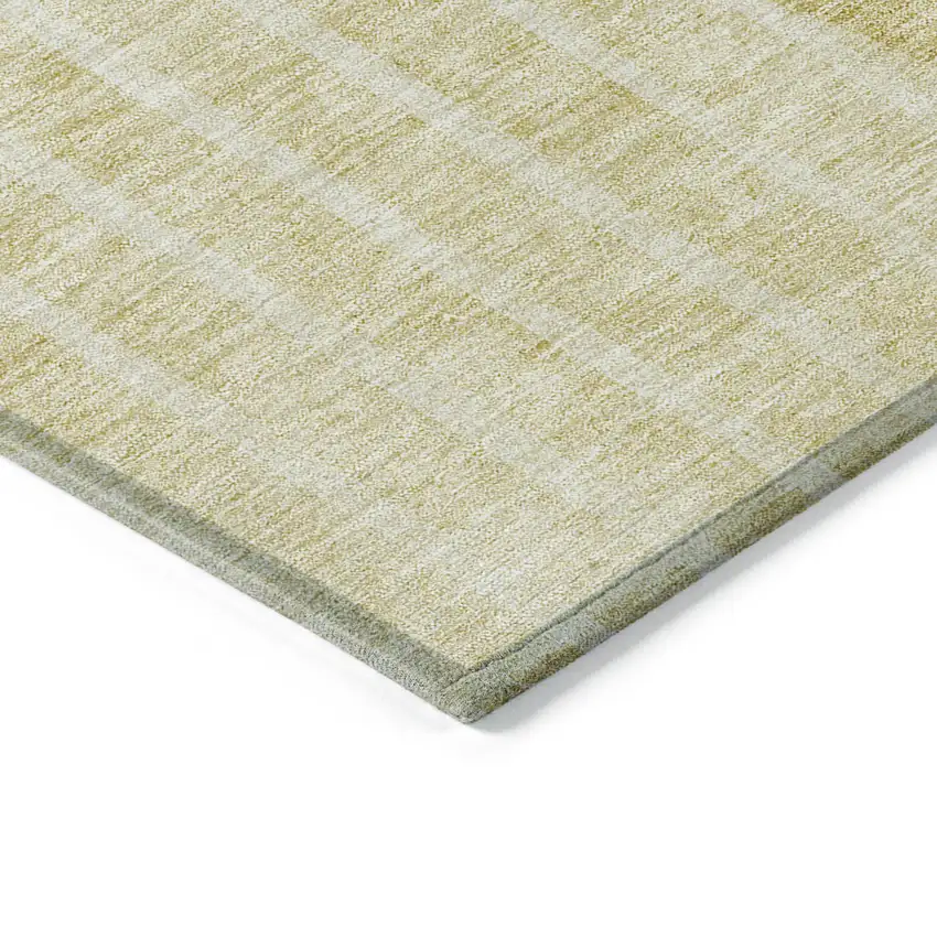 Gold Wheat And Ivory Striped Washable Indoor Outdoor Area Rug Photo 4