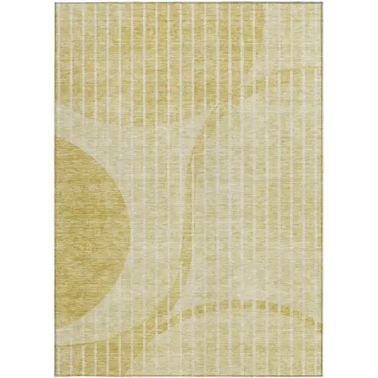 Gold Wheat And Ivory Striped Washable Indoor Outdoor Area Rug Photo 6