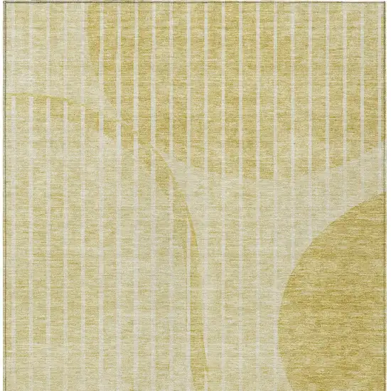 Gold Wheat And Ivory Striped Washable Indoor Outdoor Area Rug Photo 4