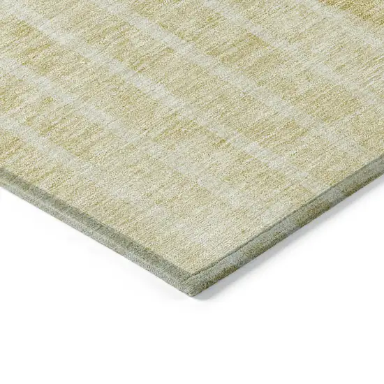 Gold Wheat And Ivory Striped Washable Indoor Outdoor Area Rug Photo 4