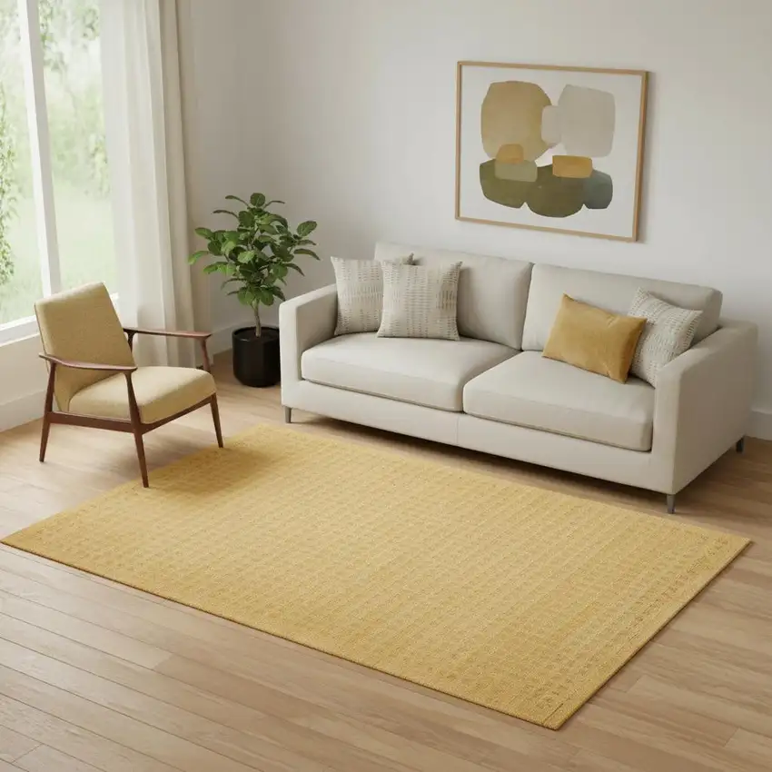 Gold Wool Area Rug Photo 1