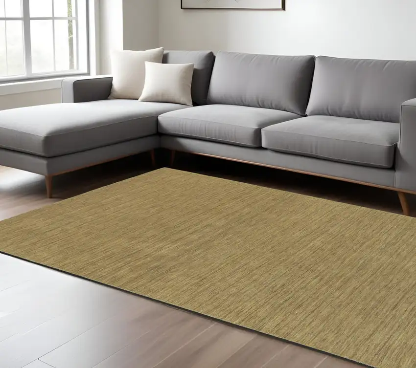 Gold Wool Hand Tufted Area Rug Photo 1