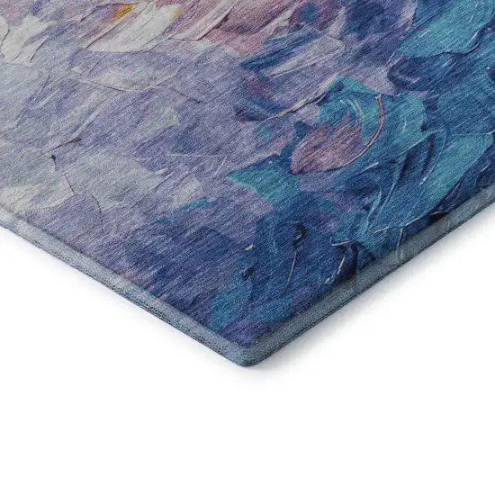 Gold Yellow And Teal Abstract Washable Area Rug With UV Protection Photo 6