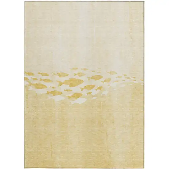 Gold Yellow And Wheat Nautical Washable Indoor Outdoor Area Rug Photo 4