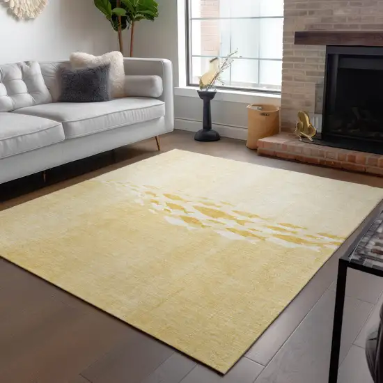 Gold Yellow And Wheat Nautical Washable Indoor Outdoor Area Rug Photo 7