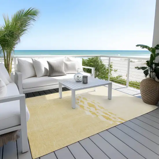 Gold Yellow And Wheat Nautical Washable Indoor Outdoor Area Rug Photo 5