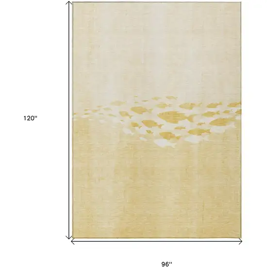 Gold Yellow And Wheat Nautical Washable Indoor Outdoor Area Rug Photo 9