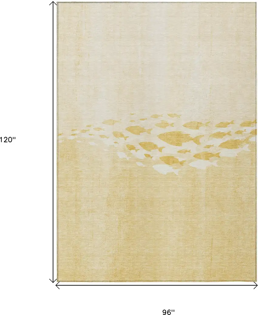 Gold Yellow And Wheat Nautical Washable Indoor Outdoor Area Rug Photo 9