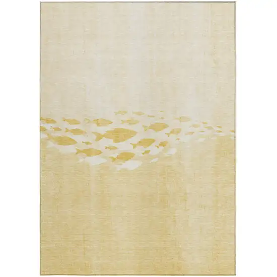 Gold Yellow And Wheat Nautical Washable Indoor Outdoor Area Rug Photo 4