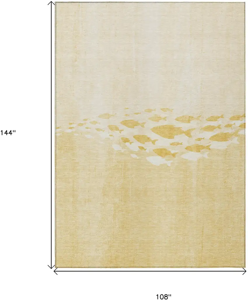Gold Yellow And Wheat Nautical Washable Indoor Outdoor Area Rug Photo 9