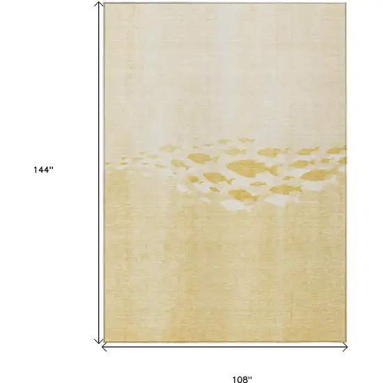Gold Yellow And Wheat Nautical Washable Indoor Outdoor Area Rug Photo 9
