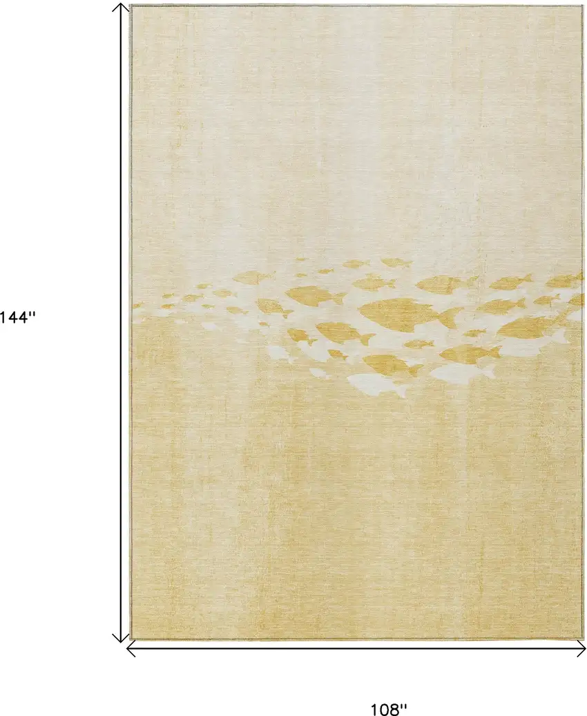 Gold Yellow And Wheat Nautical Washable Indoor Outdoor Area Rug Photo 9