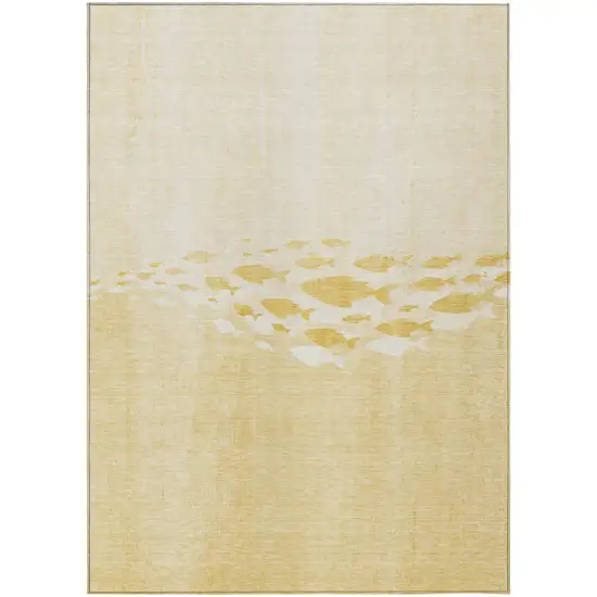 Gold Yellow And Wheat Nautical Washable Indoor Outdoor Area Rug Photo 1