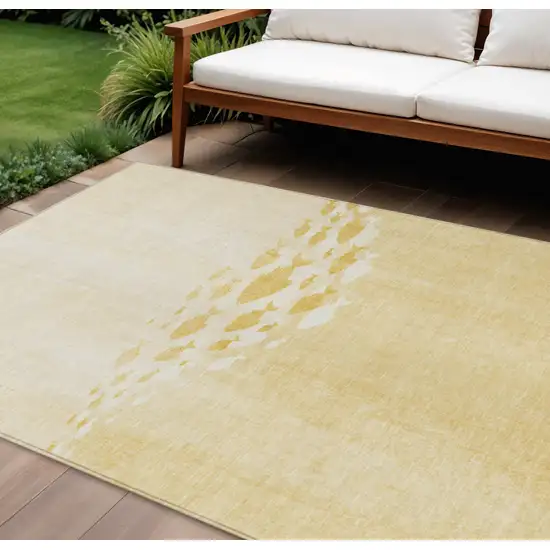 Gold Yellow And Wheat Nautical Washable Indoor Outdoor Area Rug Photo 1