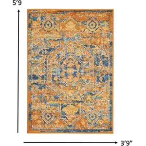 Photo of Gold and Blue Antique Area Rug
