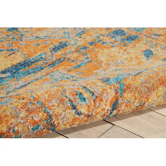 Teal And Gold Medallion Distressed Area Rug Photo 8