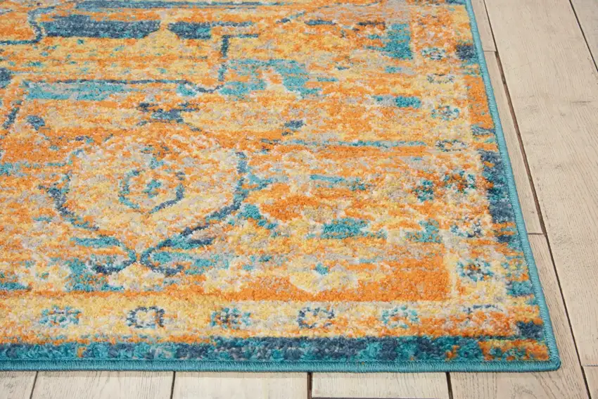 Gold and Blue Antique Area Rug Photo 3
