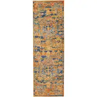 Photo of Gold and Blue Antique Runner Rug