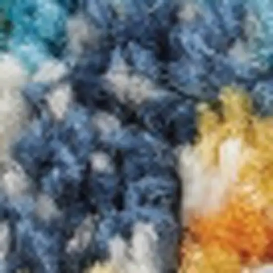 8' Teal And Gold Medallion Distressed Runner Rug Photo 4