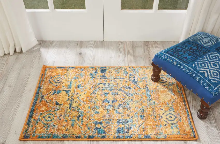 Gold and Blue Antique Scatter Rug Photo 6