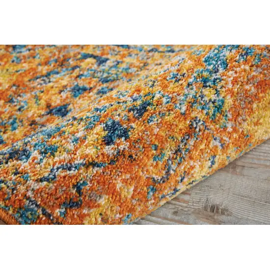 Teal And Gold Medallion Distressed Area Rug Photo 9