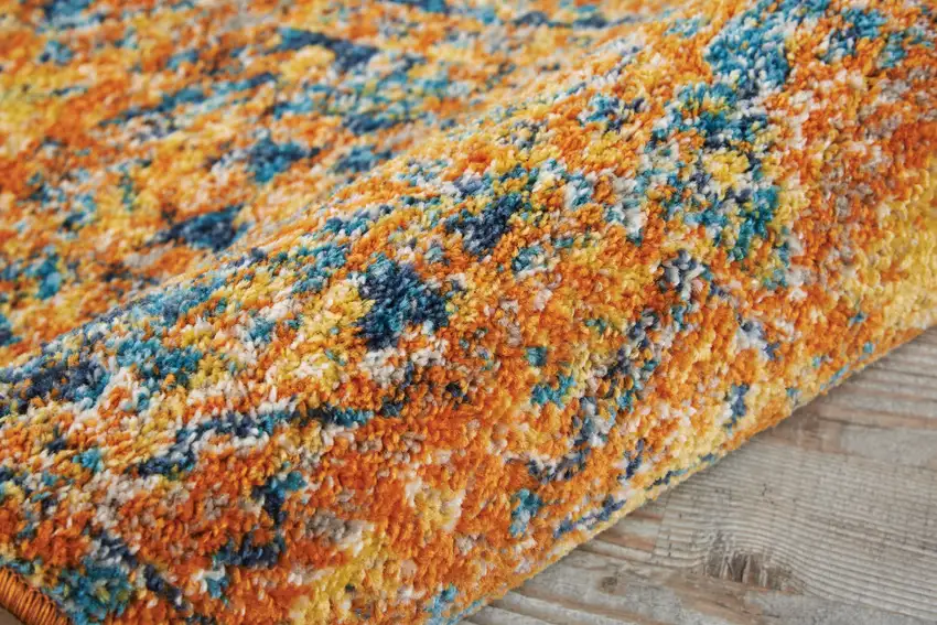 Teal And Gold Medallion Distressed Area Rug Photo 9